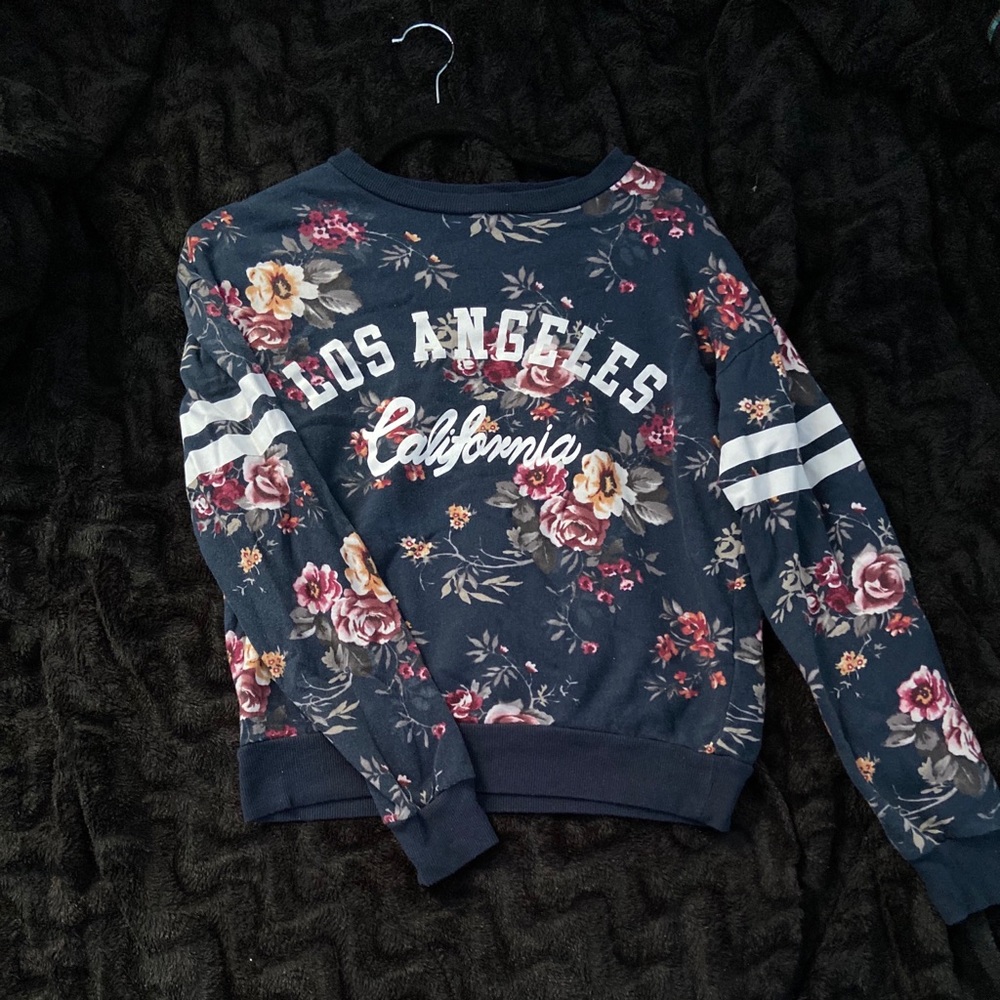 Dark blue floral Los Angeles graphic sweatshirt